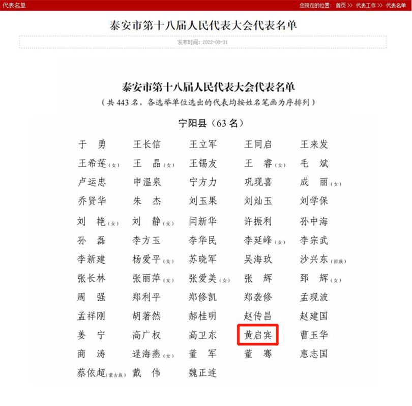 泰安市***十八屆人大代表寧陽縣名單 泰安市***十八屆人大代表寧陽縣名單